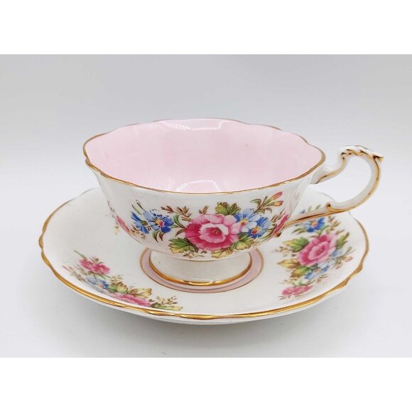 Paragon Vintage Double Warrant White Pink Floral Bone China Teacup And Saucer - Picture 4 of 11